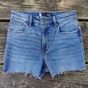 KUT FROM THE KLOTH Rachael Fab Ab Mom Jean High Rise Blue Denim Shorts Size 2